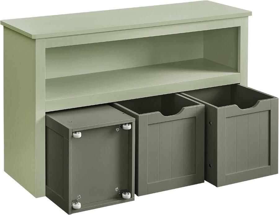 FurnStar Schoenenrek – Ruimtebesparend Stabiel en Verstelbaar – met wielen Ideaal voor Woonkamer Hal & Slaapkamer Schoenenrek hout – 30 x 102 x 60 cm – Zandbeige