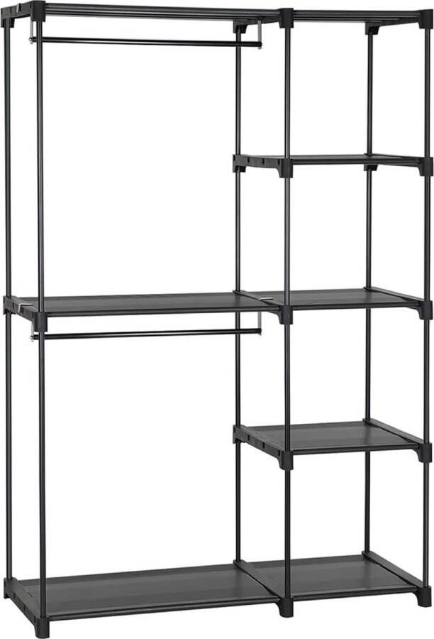 FurnStar Wardrobe Freestanding Wardrobe Foldable Coat Rack with Clothes Racks Coat Rack Storage Dressing Room Bedroom Sturdy 112 x 43 x 165 cm Black