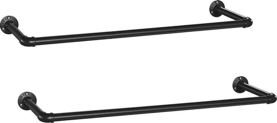 FurnStar kledingstang 92 x 30 x 7 5 cm Zwart Metaal Set van 2 stuks