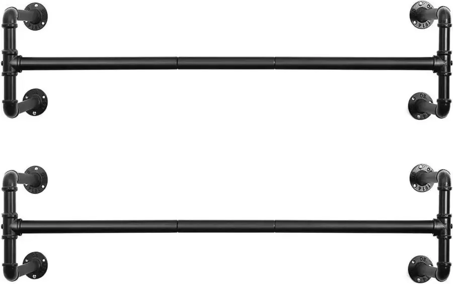 FurnStar kledingstang set van 2 stuks 92 x 30 x 7 5 cm Zwart Metaal