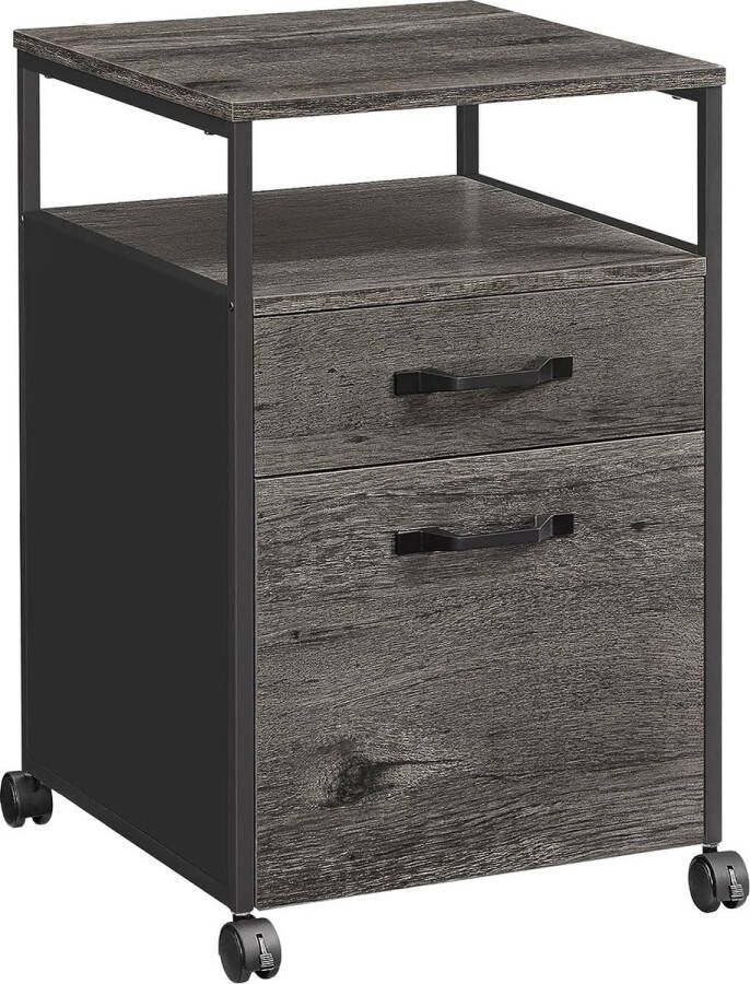 FurnStar nachtkastje Commode 42 x 44 x 66.5cm -Grijs Zwart