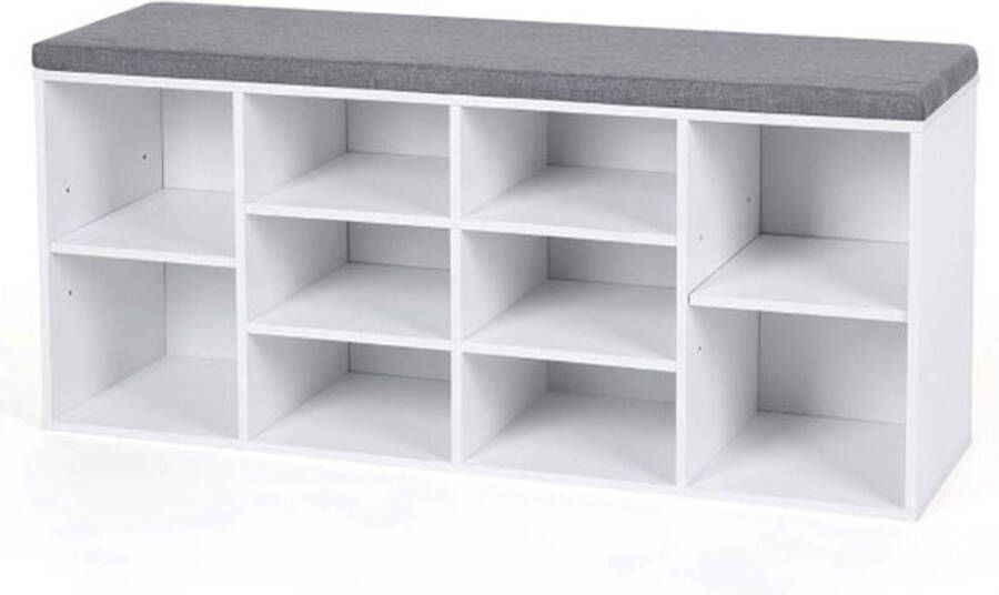FurnStar schoenenkast met zitkussen 104x30x48 cm Wit