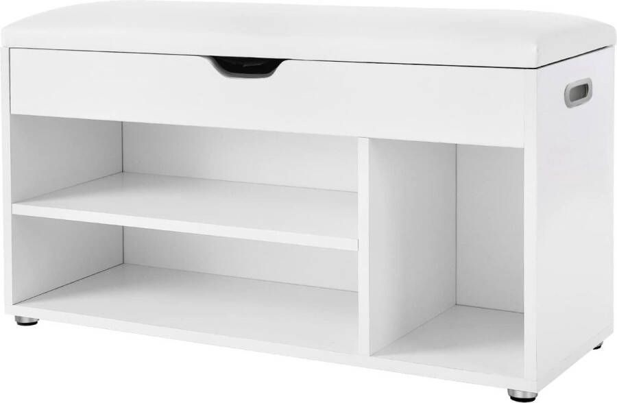 FurnStar schoenenkast met zitkussen 80x44x30 cm Wit