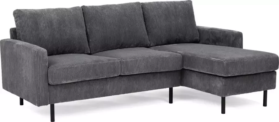 Furntastik Foggia 3 zits bank CL L+R stof RIB antraciet