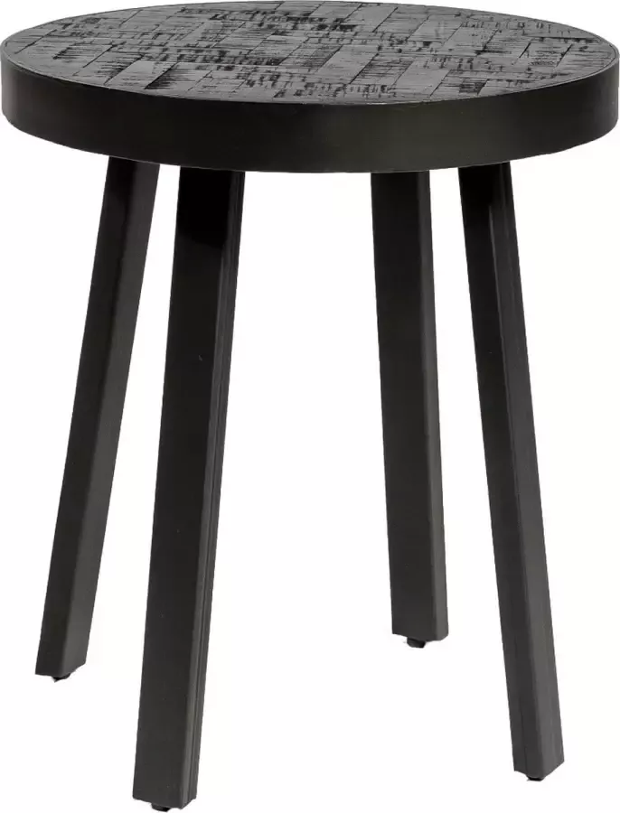 Furntastik Pietrasanta Bijzettafel rond 45 cm Black Stack zwart