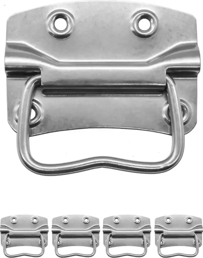 Fuxxer 4 x metalen handgrepen inklapbare handgrepen ijzeren handgrepen voor kisten dozen koffers rekken (90 x 65 mm)
