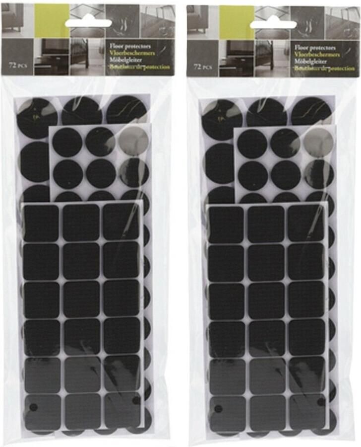 FX Tools Meubelviltjes antislip beschermers zwart 144x kunststof 3 formaten mix van 20-28 mm vloerbeschermers