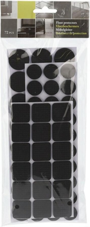 FX Tools Meubelviltjes antislip beschermers zwart 72x kunststof 3 formaten mix van 20-28 mm vloerbeschermers