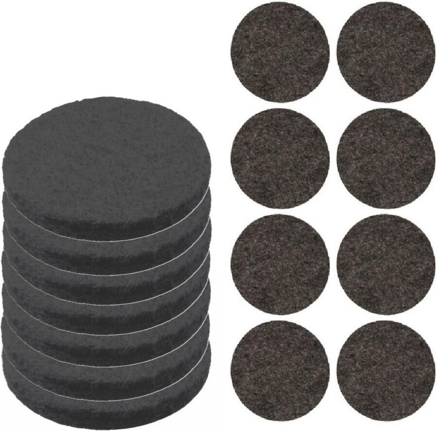 FX Tools Meubelviltjes antislip onderleggers zwart 200x kunststof rond 3 formaten mix van 15-50 mm vloerbeschermers