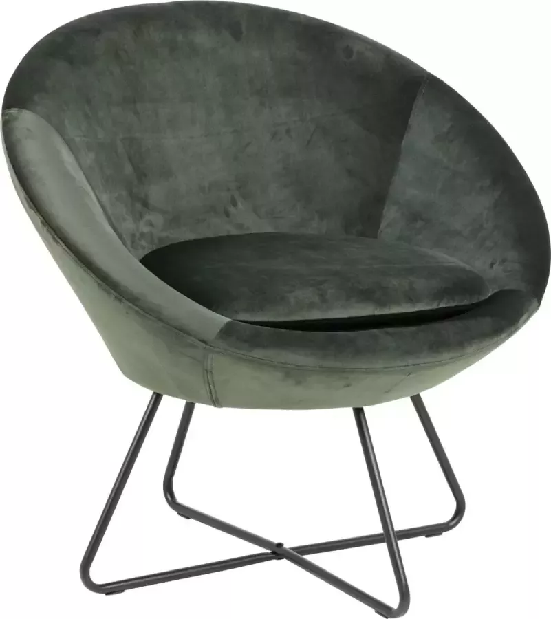 Hioshop Cenna fauteuil bosgroen zwart metaal. - Foto 1