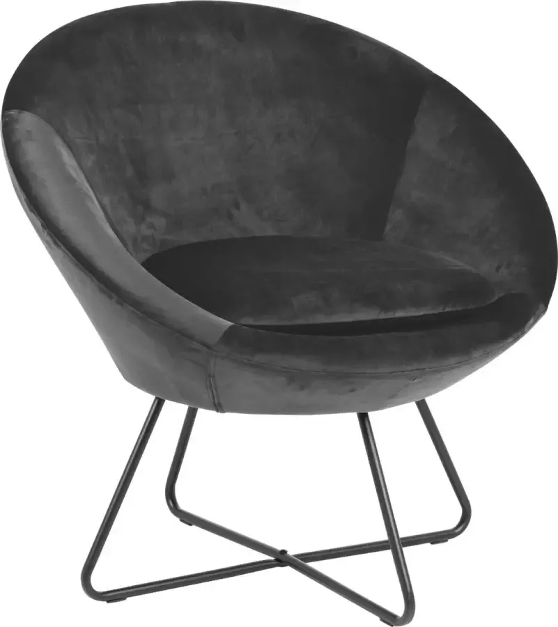 Hioshop Cenna fauteuil donkergrijs zwart metaal. - Foto 1