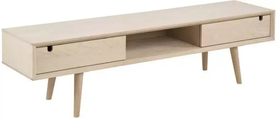 Actona FYN Cent TV-meubel met 2 schuifdeuren eiken geloogd wit 160 cm breed - Foto 1