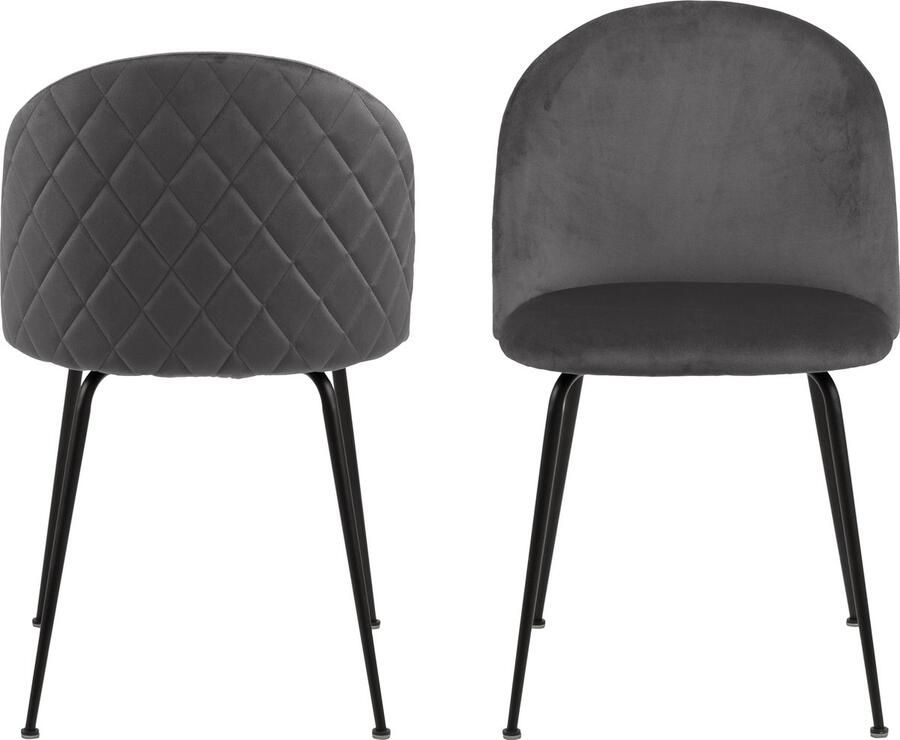 Hioshop 2 x Lorry eetkamerstoel grijs.