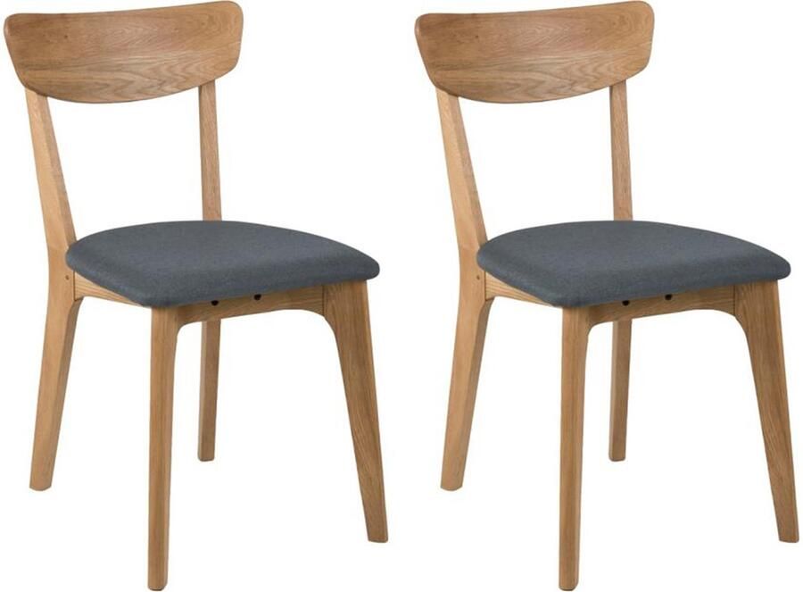 Fyn Ted eetkamerstoel stof donkergrijs set van 2 stoelen