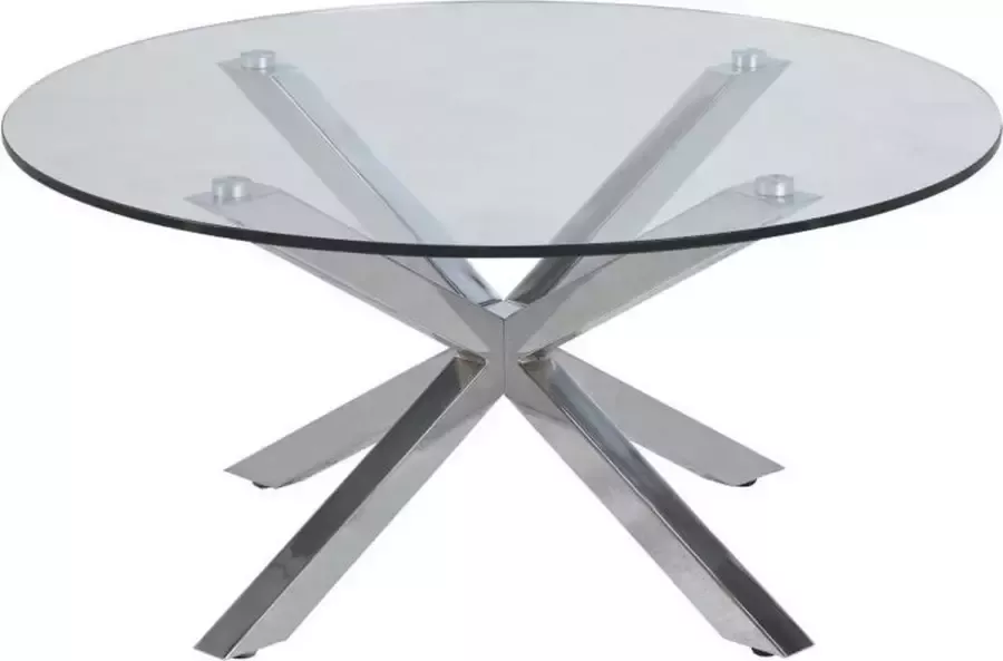 Hioshop Helium salontafel met tafelblad in helder glas en chromen onderstel. - Foto 1
