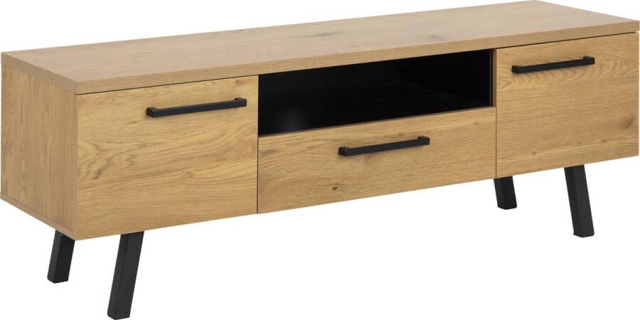 Fyn Mallow TV-meubel 2 deuren 1 lade en 1 vak eik zwart
