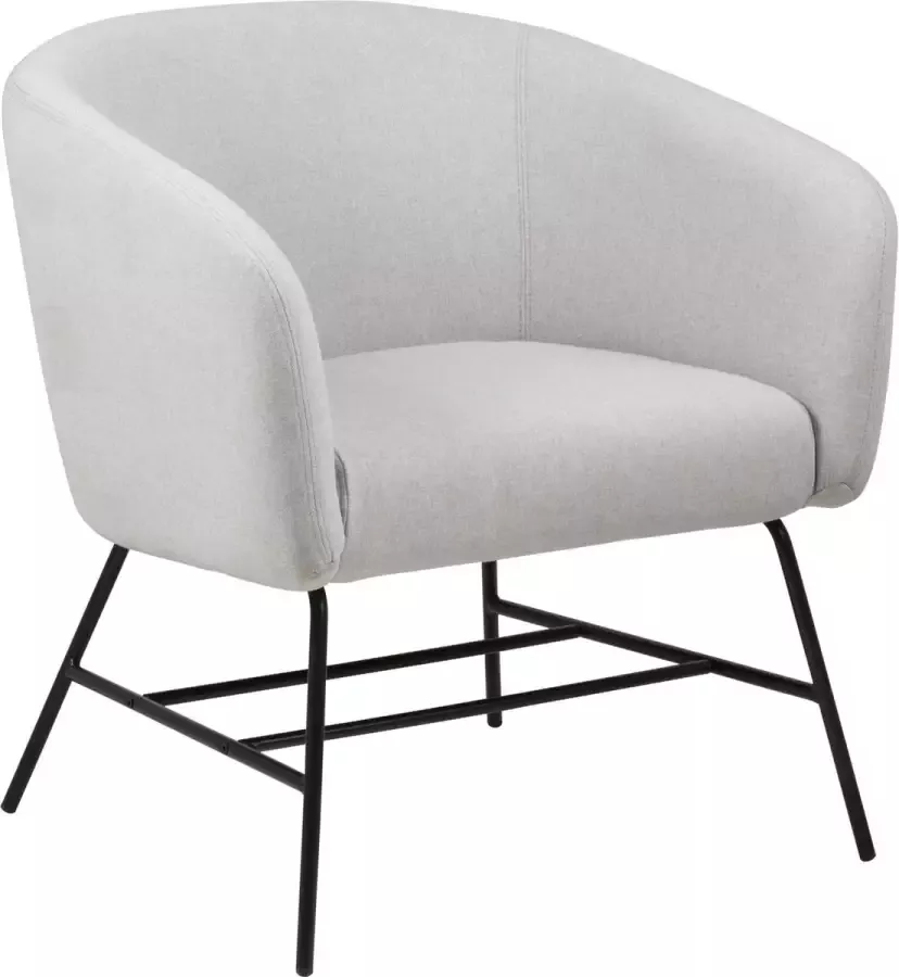 Hioshop Ramy fauteuil in lichtgrijze stof en zwart metalen onderstel. - Foto 1