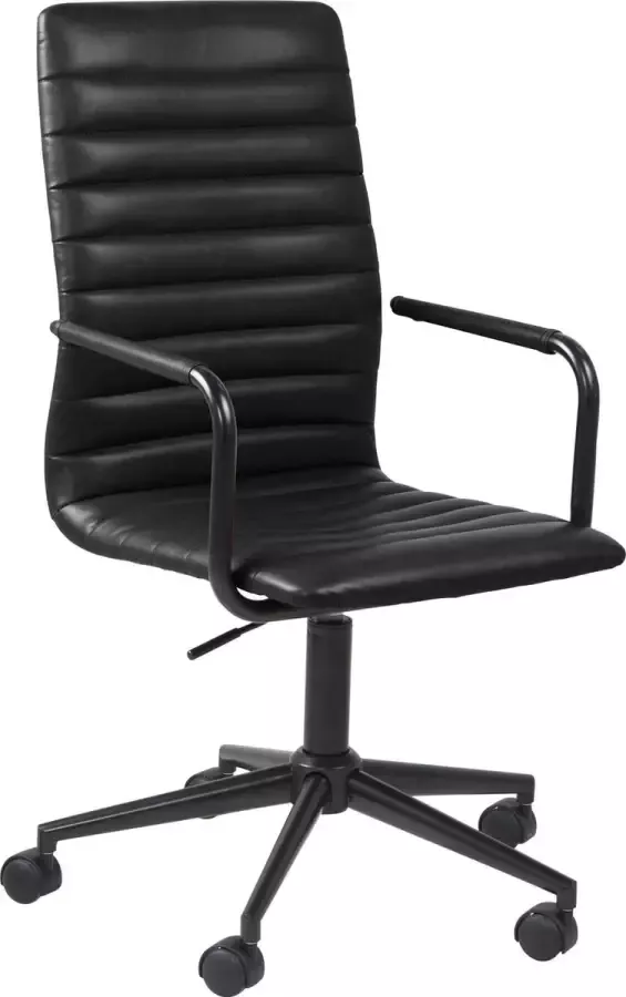 Hioshop Winslet kantoorstoel zwart PU kunstleer.