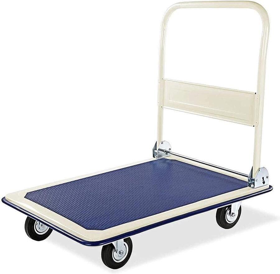 G -rack G-Rack Stalen Steekwagen Stalen Steekwagen met Hoge Rug en Anti-Lek Banden 35 x 40 x 130 cm Zware Trolley voor Heffen Bezorgen Verhuizen Handwagen Blauw met 325kg Laadvermogen - Foto 2