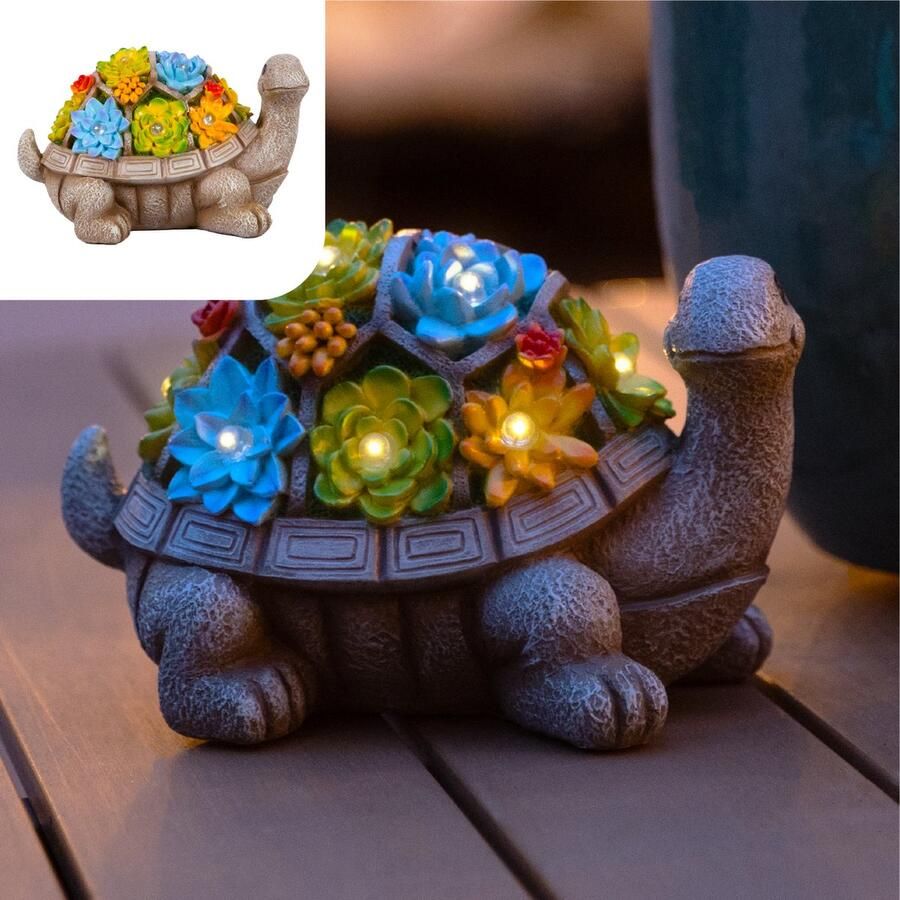 Gadgy Solar Tuinverlichting Schildpad Tuinverlichting op Zonne Energie Solar Tafellamp Buitenlamp Tuinbeeld Tuinlantaarn met Dag Nacht Sensor Verlichting voor Buiten Lantaarn Tuin