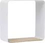 Galeara Design Wandschap 24cm x 24cm x 12cm. Wandrek wit met hout wandplank Zoox Wandschappen design metaal - Thumbnail 1