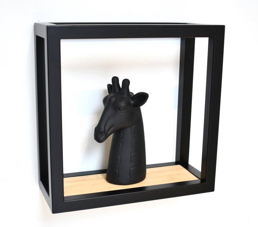 Galeara Design Wandschap 24cm breed x 24cm hoog x 12cm diep. Wandrek keuken wit zwart met hout wandplank modern Soto rechthoekig Wandschappen industrieel design metaal voor keuken badmaker woonkamer - Foto 2