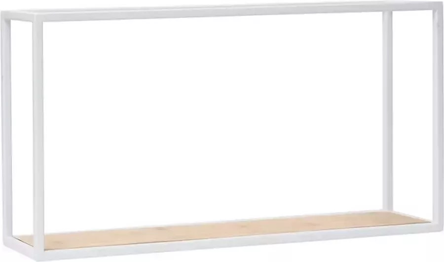 Galeara Design Wandschap 42cm breed Wandrek wit met hout wandplank Soto rechthoekig Wandschappen design metaal