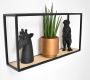 Galeara Design Wandrek rechthoekig metaal zwartt 52cm breed x 27cm hoog x 12cm diep Wandrek industrieel modern zwart met hout wandplank Soto rechthoekig Wandschappen design metaal - Thumbnail 2