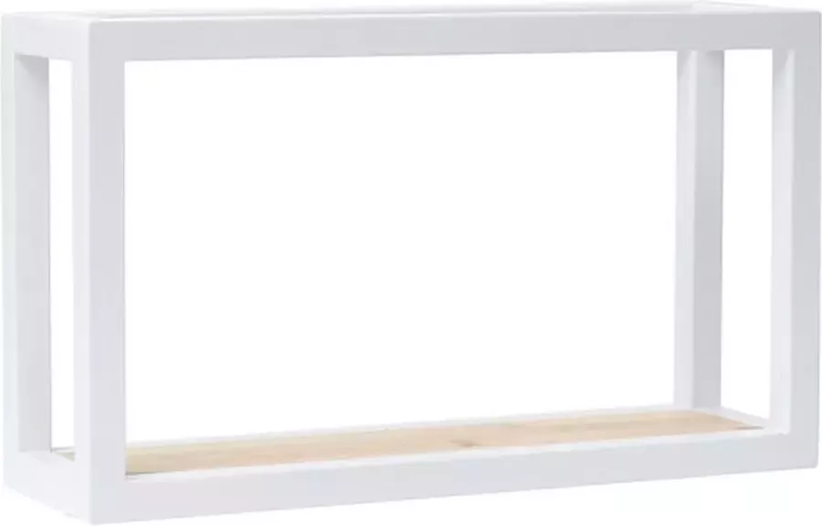 Galeara Design Wandschap dik 52cm breed Wandrek wit met hout wandplank Soto rechthoekig Wandschappen design metaal