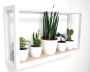 Galeara Design Wandschap dik metaal wit industrieel 52cm x 27cm x 12cm Wandrek wit met hout wandplank Soto rechthoekig Wandschappen design metaal - Thumbnail 2