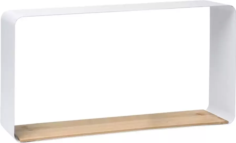 Galeara Design Wandschap rechthoekig Wandrek wit met hout wandplank Zoox Wandschappen design metaal