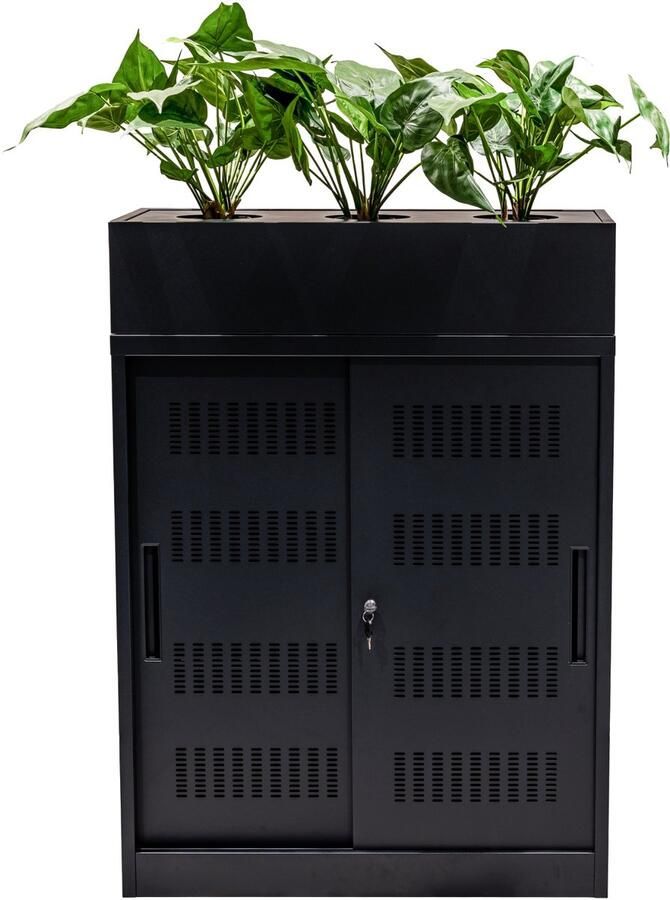 Game Hero Schuifdeurkast Kantoorkast met slot Archiefkast Dossierkast Met plantenbak Zwart