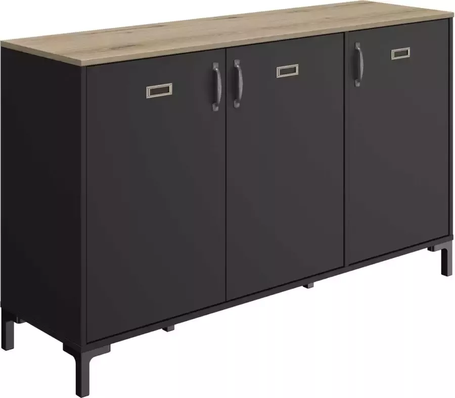 Diagone Gautier Klein dressoir 136cm 3 deuren MANCHESTER zwart - Foto 3