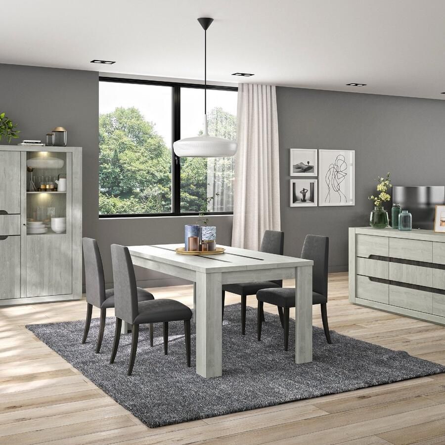 Gami EMOB Uitschuifbare eettafel Lanthe laguna eik Gautier Kantoortafels Grijs Spaanplaat Kantoortafels Op voorraad