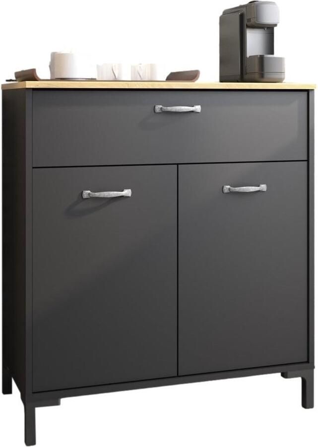 Gamillo Furniture Keukenkast Fano 90 cm hoog antraciet zwart