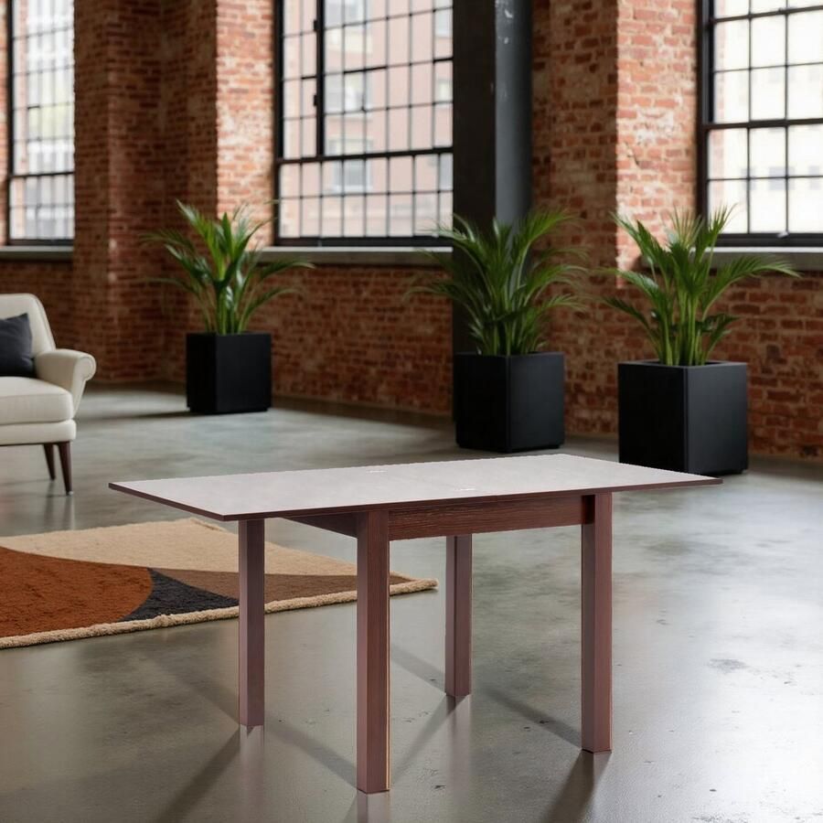 Ganeey Capian Luxe Uitschuifbare Eettafel – Donkerbruin – 4 Personen – 80-160x80x76 cm – Houtfineer – Stevig & Elegant – Moderne Uitschuifbare Tafel