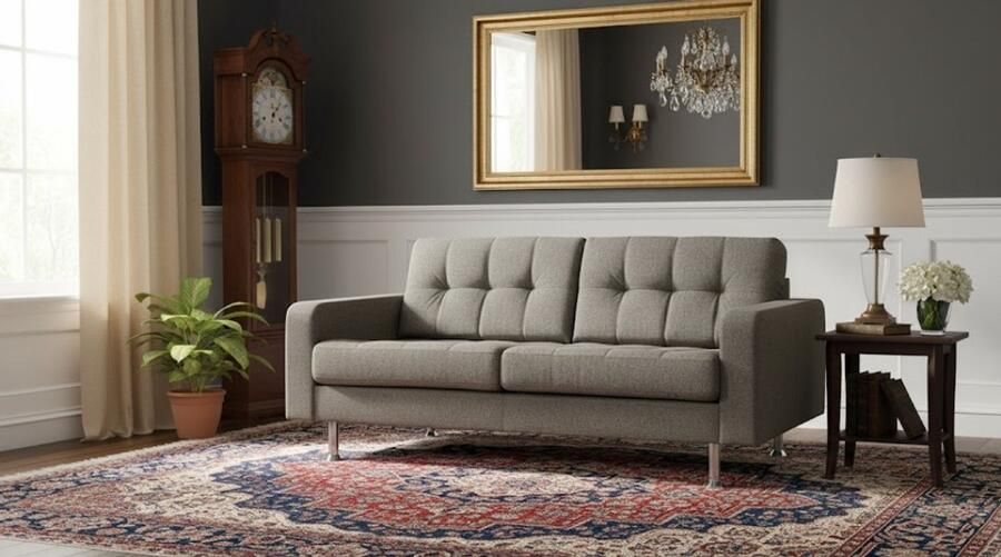 Ganeey ComfortLine Luxe 2-Zitsbank – Lichtbruin – Moderne Stoffen Bank met Metalen Poten – Duitse Kwaliteit – 166 x 92 x 65 cm – Inclusief Armleuningen – Eenvoudig te Monteren – Scandinavisch Design – Perfect voor Woonkamer of Kantoor