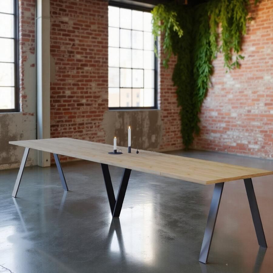 Ganeey Ensio Uitschuifbare Eettafel – Luxe Gold Oak Houten Tafel voor 12 Personen – Verstelbaar 130-405 cm – Robuust Stijlvol & Praktisch