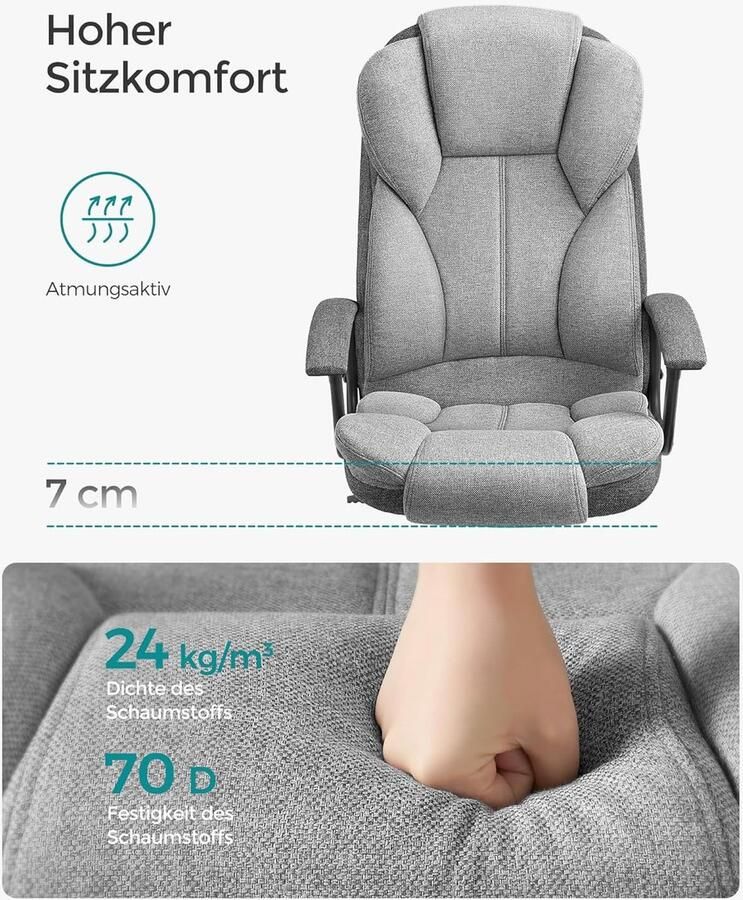 Ganeey Ergonomische Bureaustoel Deluxe – Gamingstoel & Directiestoel met Armleuningen Verstelbare Hoofdsteun Kantelfunctie In Hoogte Verstelbaar Kunstleer 150 kg Belastbaar – Duifgrijs Inktzwart – Comfortabele Computerstoel voor Kantoor & Thuis