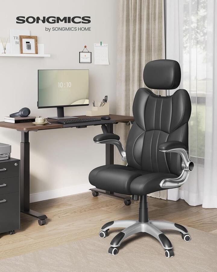 Ganeey Ergonomische Gaming Bureaustoel Luxe Pro – Verstelbare Hoofdsteun & Armleuningen – Kantelfunctie – Automatische Remwielen – PU Leer – Comfortabele Computerstoel voor Kantoor & Thuis – Inktzwart