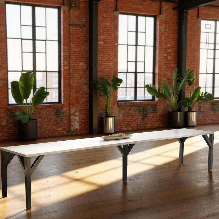 Ganeey Espèche Luxe Uitschuifbare Eettafel – 10 Personen – Wit & Zwart – Houtfineer – Moderne Design Uittrekbare Tafel – 130-405 cm – Rechthoekig – Stevig Onderstel