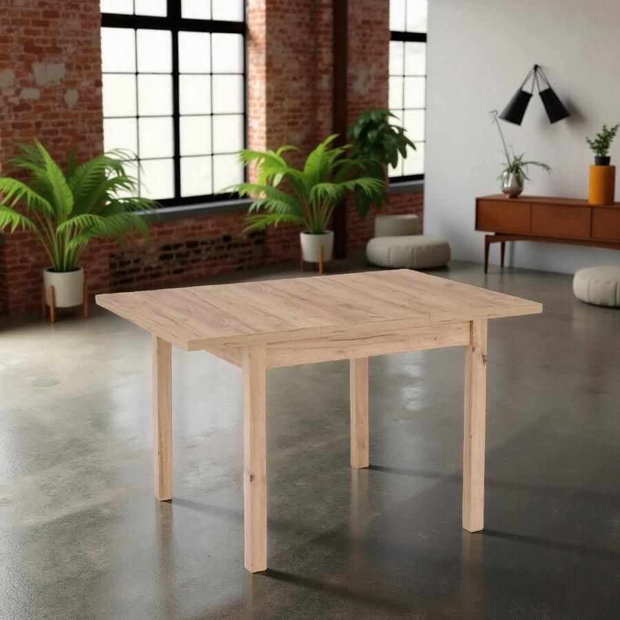 Ganeey Flavaro Uitschuifbare Eettafel – Ambachtelijk Eiken – 4 Personen – Stijlvol & Robuust – Rechthoekig – Uitbreidbaar 90-125 cm