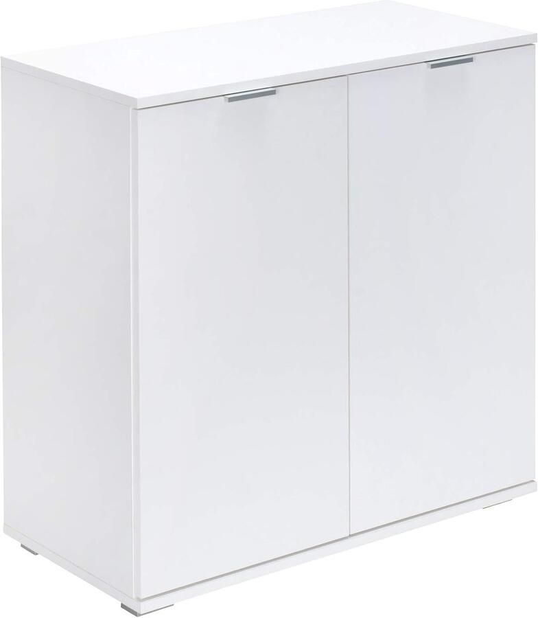 Ganeey Geneey ALORA Wit Dressoir met 2 Deuren – 71x74x35 cm – Moderne Opbergkast van Hout – Sideboard met Verstelbare Plank – Krasbestendig & Stevig – Wandkast voor Woonkamer Slaapkamer Kantoor of Keuken