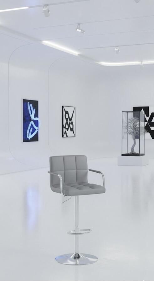 Ganeey Luxe Barkrukken Set van 2 – In Hoogte Verstelbaar – Met Armleuningen & Rugleuning – 360° Draaibaar – Kunstleer – Stabiele Voet Ø41 cm – Lichtgrijs – Comfortabele Barstoelen voor Keuken & Eiland