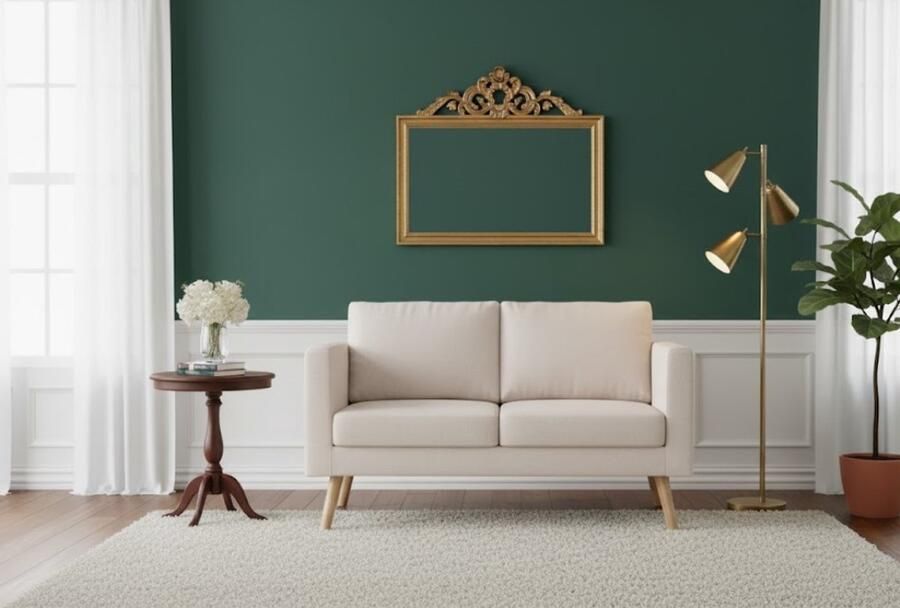 Ganeey Luxe Tweezitsbank Crème – Comfortabele Scandinavische Bank voor 2 Personen – Zachte Stoffen Zitbank – Stevig Houten Frame – Afneembare Wasbare Kussenhoezen – Compacte Sofa voor Woonkamer Kantoor of Slaapkamer – 116 x 70 x 73 cm