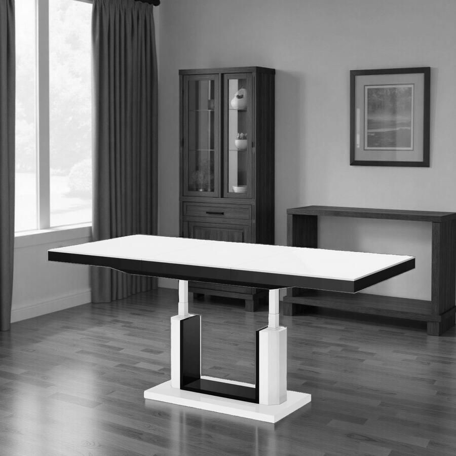 Ganeey Luxe Uitklapbare Salontafel tot Eettafel – Verstelbaar 120-170 cm – Hoogglans Wit – Multifunctionele Tafel – Modern & Ruimtebesparend Design