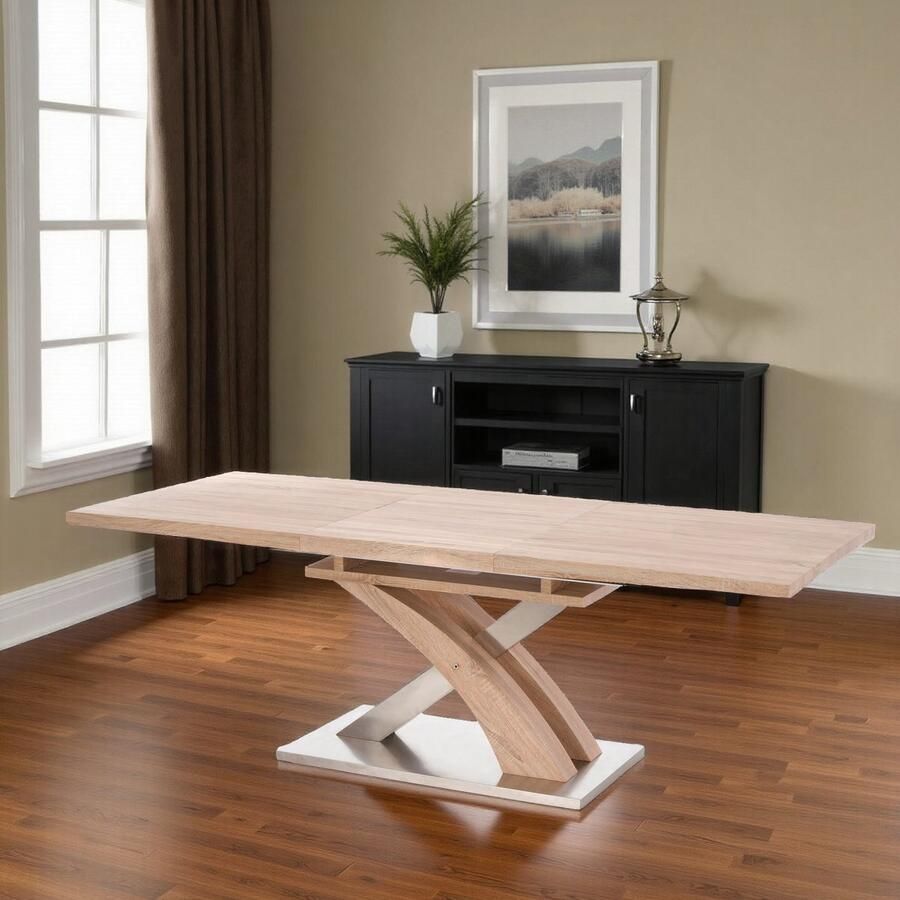 Ganeey Luxor Uitschuifbare Eettafel Sonoma – Stijlvolle Rechthoekige Tafel voor 8 Personen – Hout & Stalen Frame – Verstelbaar 160-220 cm