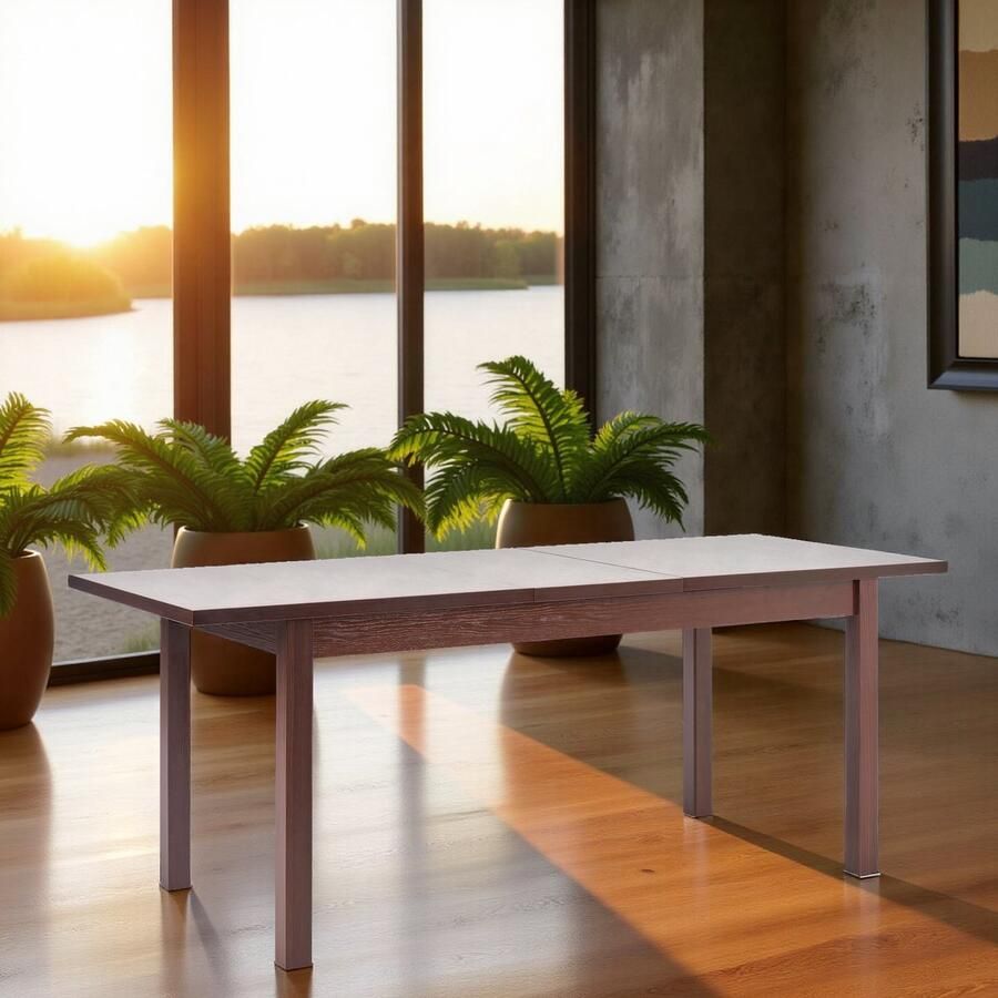 Ganeey Roche Luxe Uitschuifbare Eettafel – Rechthoekig – Donkere Walnoot – 4 Personen – Hout met Fineer – Stijlvol & Duurzaam – 118-158 x 75 x 76 cm