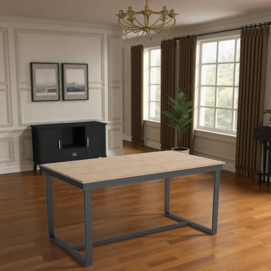 Ganeey Uitschuifbare Eettafel “Nangy Deluxe” – Natuurlijk Eiken Metaal Frame – 4-12 Personen – Rechthoekig – Verstelbare Lengte 120-280 cm – Stijlvolle & Robuuste Eettafel