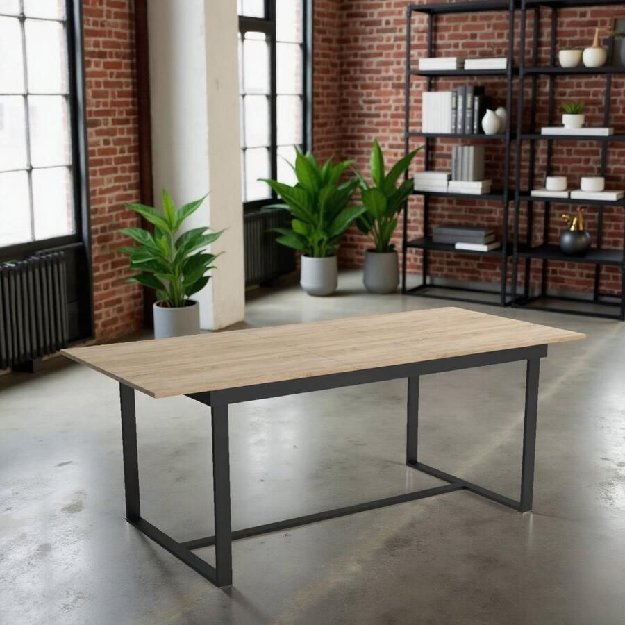 Ganeey Verona Uitschuifbare Eettafel – Goud Eiken – Houten Design Tafel – 4 tot 12 Personen – 120-280 cm